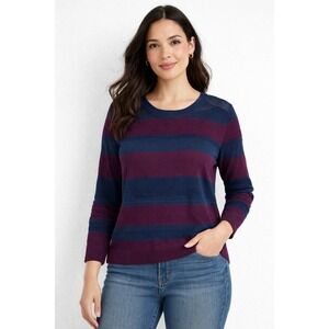 Market & Spruce Sweater‎ Womens XL Blue Purple Striped Pointelle Knit Pullover